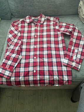 The Children's Place Red and White Plaid Button-Down Shirt